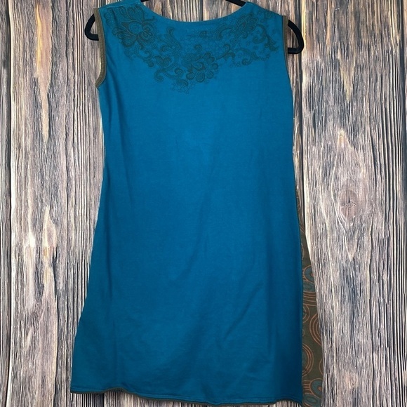 Fuchhi 💯 Cotton Blue Tunic With Zippers & Circular Print Details- Size Med - Picture 7 of 10